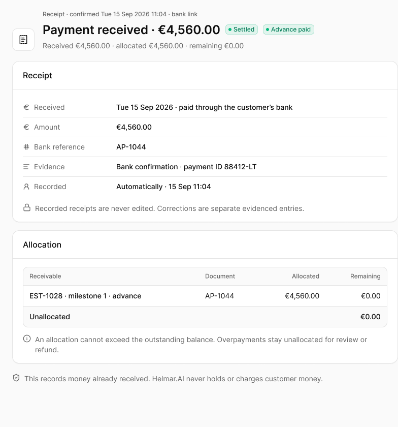 Payments in Helmar.AI